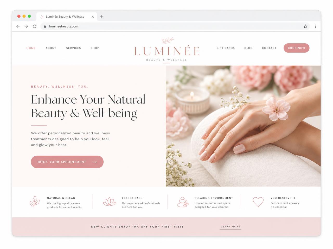 Voorbeeldontwerp van een website voor beauty & wellness