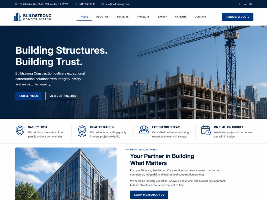 Voorbeeldontwerp: Bouwbedrijf Website